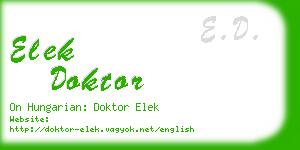 elek doktor business card